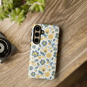Phone Case - Floral Vintage Tough - Blue Yellow Garden - Dipaliz Samsung Galaxy S24 / Glossy
