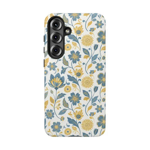 Phone Case - Floral Vintage Tough - Blue Yellow Garden - Dipaliz Samsung Galaxy S25 Plus / Glossy
