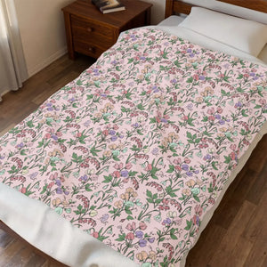 Floral Vintage Velveteen Plush Blanket - Dipaliz - Blankets