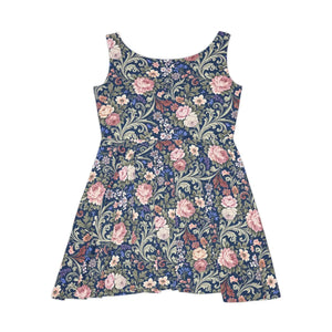 Floral Vintage Tapestry Skater Dress Navy Print - Dipaliz - Dresses - s