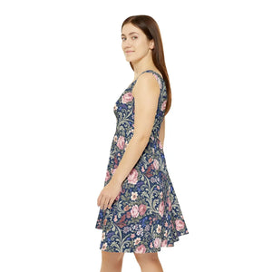 Floral Vintage Tapestry Skater Dress Navy Print - Dipaliz - Dresses - s