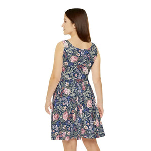 Dresses - Floral Vintage Vine Skater Dress Navy Tapestry Print Dipaliz