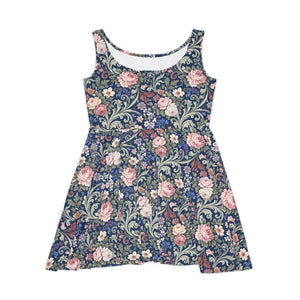 Dresses - Floral Vintage Vine Skater Dress Navy Tapestry Print Dipaliz