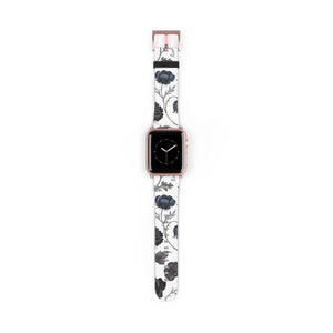 Blue Gray Floral Vintage Watch Band Faux Leather - Dipaliz - Bands