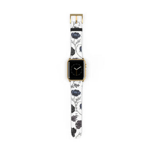 Blue Gray Floral Vintage Watch Band Faux Leather - Dipaliz - Bands