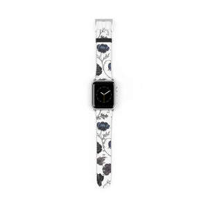 Blue Gray Floral Vintage Watch Band Faux Leather - Dipaliz - Bands