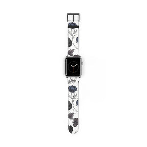 Blue Gray Floral Vintage Watch Band Faux Leather - Dipaliz - Bands