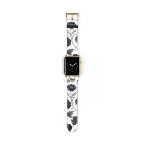 Blue Gray Floral Vintage Watch Band Faux Leather - Dipaliz - Bands