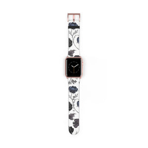 Blue Gray Floral Vintage Watch Band Faux Leather - Dipaliz - Bands
