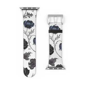 Blue Gray Floral Vintage Watch Band Faux Leather - Dipaliz - Bands