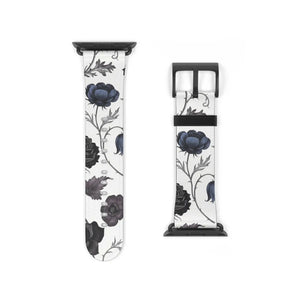 Blue Gray Floral Vintage Watch Band Faux Leather - Dipaliz - Bands
