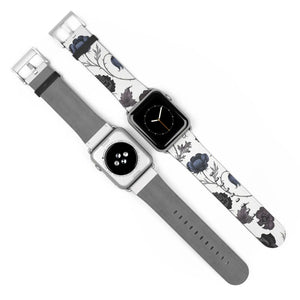 Blue Gray Floral Vintage Watch Band Faux Leather - Dipaliz - Bands