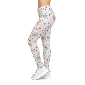 Floral Watercolor Leggings - Spring Wildflower Print - Dipaliz - Gifts Online