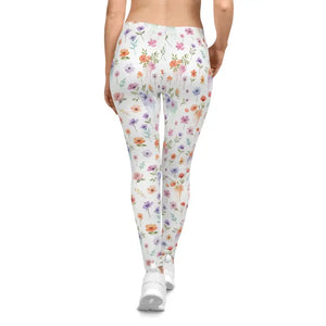 Floral Watercolor Leggings - Spring Wildflower Print - Dipaliz - Gifts Online