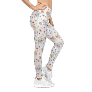 Floral Watercolor Leggings - Spring Wildflower Print - Dipaliz - Gifts Online