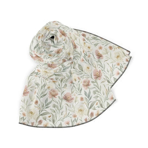 Floral Watercolor Scarf, Soft Pastel Wildflower Print - Scarves & Shawls