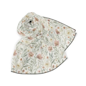 Accessories - Floral Watercolor Scarf - Soft Pastel Wildflower Print - Dipaliz Poly Chiffon / 25’’ ×