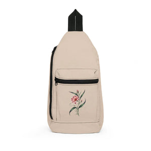 Floral Watercolor Sling Bag - Lightweight Crossbody with Pink Flower Accent - Cross Body Bags
