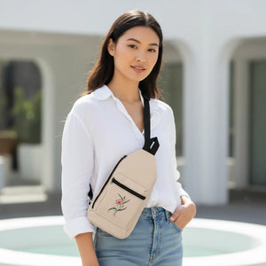 Floral Watercolor Sling Bag - Lightweight Crossbody with Pink Flower Accent - Cross Body Bags