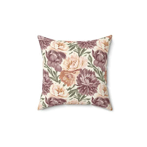 Home Decor - Watercolor Throw Pillow Vintage Mauve Peony Spun Polyester Dipaliz 14’’ ×