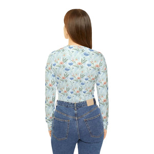 Floral Watercolor Long Sleeve – Cotton V-neck - Dipaliz - T-shirts
