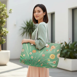 Floral Weekender Bag - Green Polyester Travel - Dipaliz - Luggage & Bags
