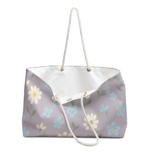 Floral Weekender Bag with Cream Rope Handles by Dipaliz - 24’’ × 13’’ - Tote Bags