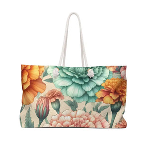 Vibrant Floral Weekender Tote Bag Durable Fabric - Dipaliz - 24’’ × 13’’ - Bags