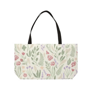 Bags - Floral Weekender Tote Bag - Pastel Botanical Travel - Dipaliz 24’’ × 13’’