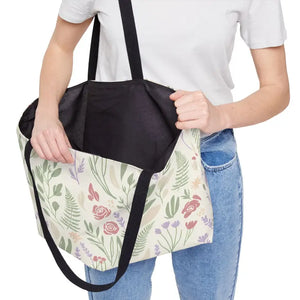 Bags - Floral Weekender Tote Bag - Pastel Botanical Travel - Dipaliz 24’’ × 13’’