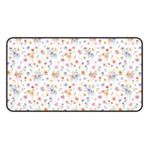 Floral Wildflower Desk Mat - Pastel Garden Neoprene - Dipaliz - 12’’ × 22’’ - Computer Accessories