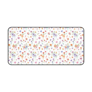 Floral Wildflower Desk Mat - Pastel Garden Neoprene - Dipaliz - 16’’ × 32’’ - Computer Accessories