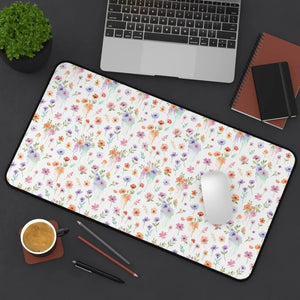 Floral Wildflower Desk Mat - Pastel Garden Neoprene - Dipaliz - Computer Accessories