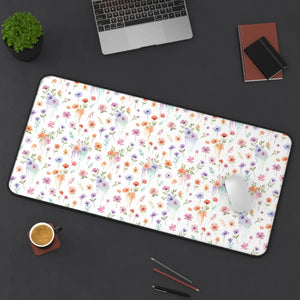 Floral Wildflower Desk Mat - Pastel Garden Neoprene - Dipaliz - Computer Accessories
