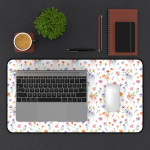 Floral Wildflower Desk Mat - Pastel Garden Neoprene - Dipaliz - Computer Accessories