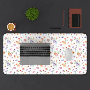 Floral Wildflower Desk Mat - Pastel Garden Neoprene - Dipaliz - Computer Accessories