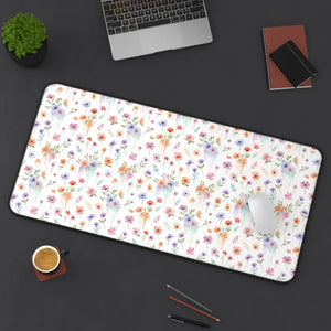 Floral Wildflower Desk Mat - Pastel Garden Neoprene - Dipaliz - Computer Accessories