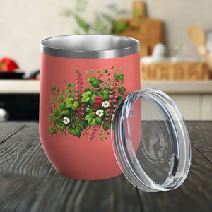 Floral Wine Tumbler 12oz Stainless Steel Party Gift - Dipaliz - Tumblers
