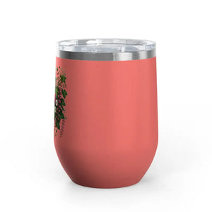 Floral Wine Tumbler 12oz Stainless Steel Party Gift - Dipaliz - Tumblers