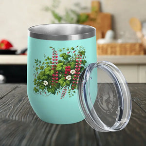 Floral Wine Tumbler 12oz Stainless Steel Party Gift - Dipaliz - Tumblers