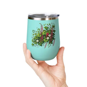 Floral Wine Tumbler 12oz Stainless Steel Party Gift - Dipaliz - Tumblers