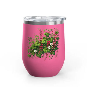 Floral Wine Tumbler 12oz Stainless Steel Party Gift - Dipaliz - Pink - Tumblers
