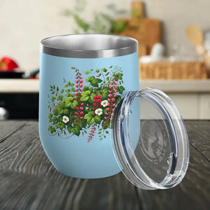 Floral Wine Tumbler 12oz Stainless Steel Party Gift - Dipaliz - Tumblers
