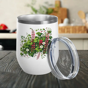 Floral Wine Tumbler 12oz Stainless Steel Party Gift - Dipaliz - White - Tumblers