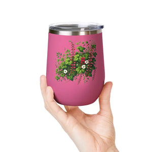 Floral Wine Tumbler 12oz Stainless Steel Party Gift - Dipaliz - Tumblers