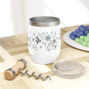 Floral Wine Tumbler - Double Insulated Temperature Control - Dipaliz - White / 12oz - Tumblers