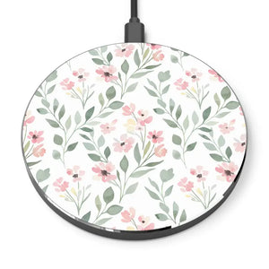 Accessories - Floral Wireless Charger - Pink Watercolor Qi Fast Charging - Dipaliz Round / one Size