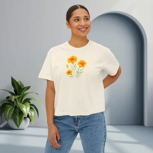 Floral Women’s Boxy Tee - Comfortable Casual Wear - Dipaliz - T-shirts