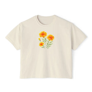 Floral Women’s Boxy Tee - Comfortable Casual Wear - Dipaliz - T-shirts