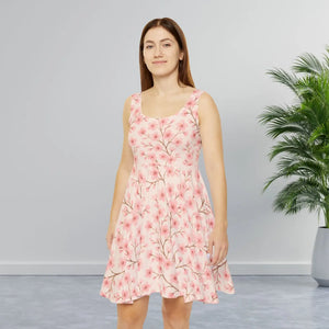 Women’s Skater Dress – Floral Print Spring - Dipaliz - Dresses - Xs